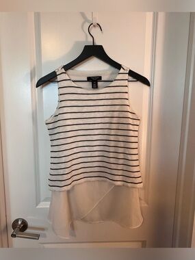 White House Black Market Petite XSP Striped Layered Back Sleeveless Top